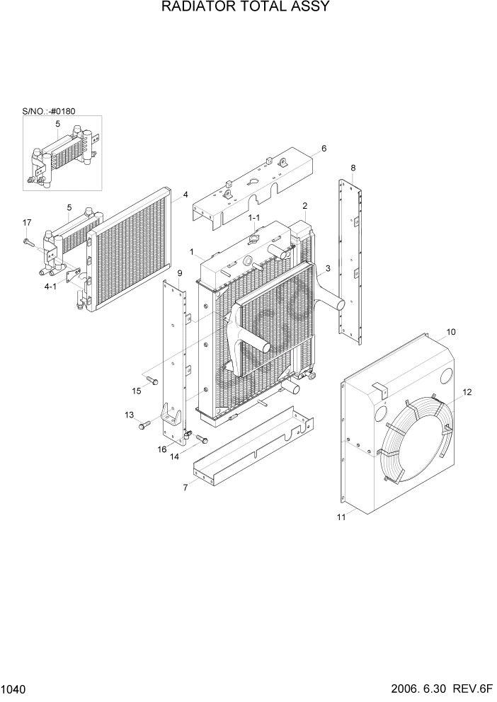 Схема запчастей Hyundai HL7803A - PAGE 1040 RADIATOR TOTAL ASSY СИСТЕМА ДВИГАТЕЛЯ