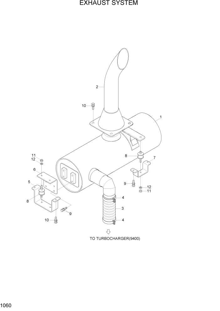 Схема запчастей Hyundai HL7803A - PAGE 1060 EXHAUST SYSTEM СИСТЕМА ДВИГАТЕЛЯ