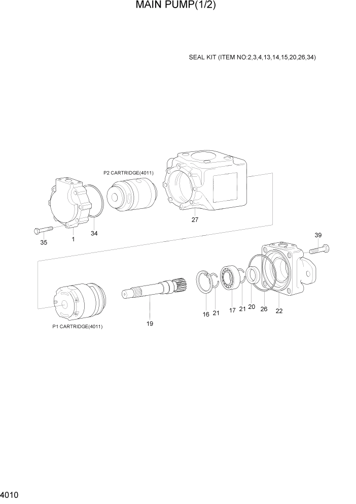 Схема запчастей Hyundai HL7803A - PAGE 4010 MAIN PUMP(1/2) ГИДРАВЛИЧЕСКИЕ КОМПОНЕНТЫ