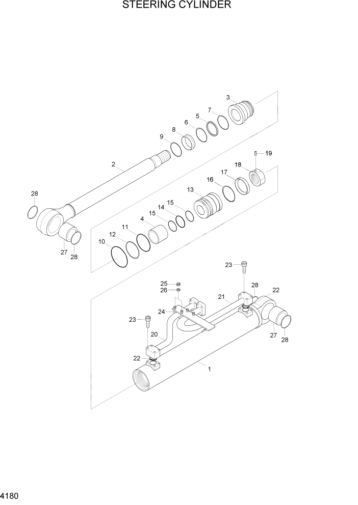 Схема запчастей Hyundai HL7803A - PAGE 4180 STEERING CYLINDER ГИДРАВЛИЧЕСКИЕ КОМПОНЕНТЫ