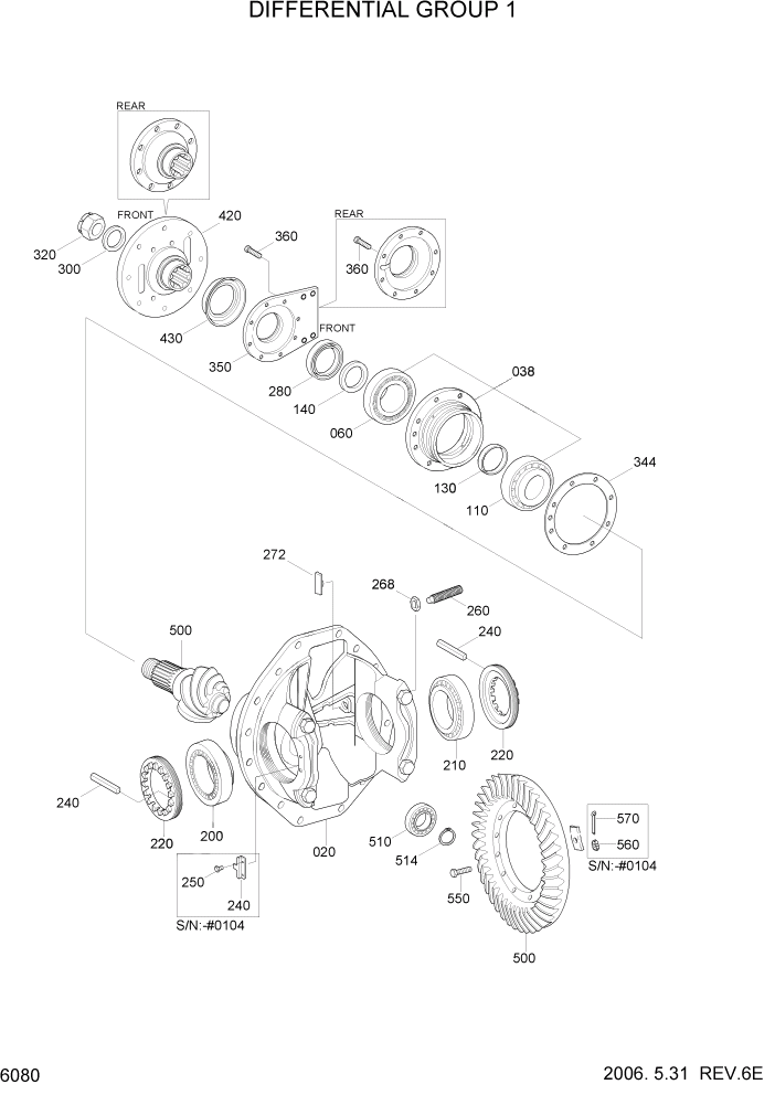 Схема запчастей Hyundai HL7803A - PAGE 6080 DIFFERENTIAL GROUP 1 СИЛОВАЯ СИСТЕМА