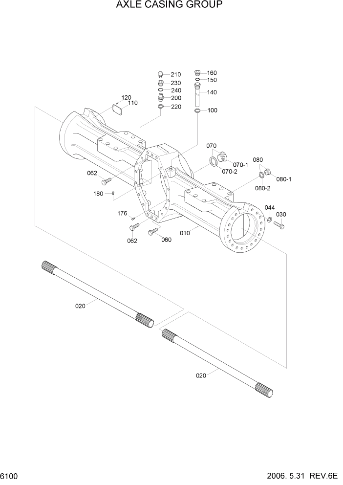 Схема запчастей Hyundai HL7803A - PAGE 6100 AXLE CASING GROUP СИЛОВАЯ СИСТЕМА