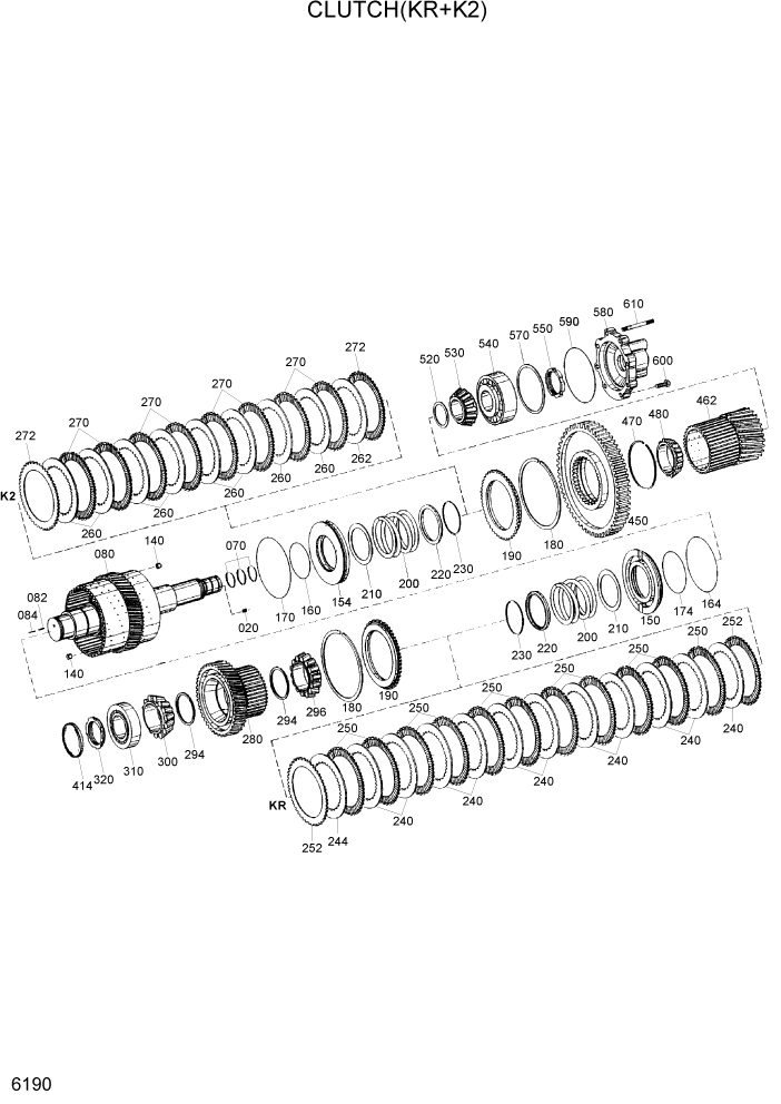Схема запчастей Hyundai HL7803A - PAGE 6190 CLUTCH(KR+K2) СИЛОВАЯ СИСТЕМА