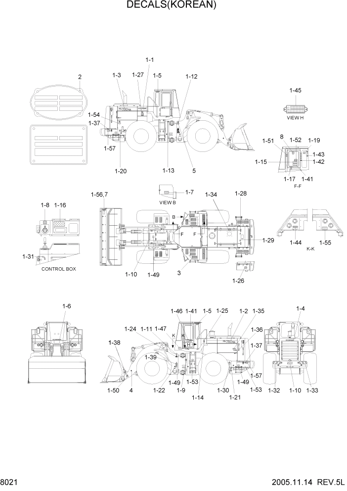 Схема запчастей Hyundai HL7803A - PAGE 8021 DECALS(KOREAN) ДРУГИЕ ЧАСТИ