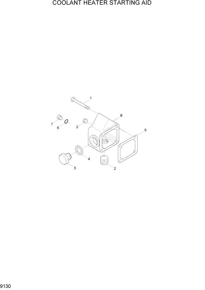 Схема запчастей Hyundai HL7803A - PAGE 9130 COOLANT HEATER STARTING AID ДВИГАТЕЛЬ БАЗА