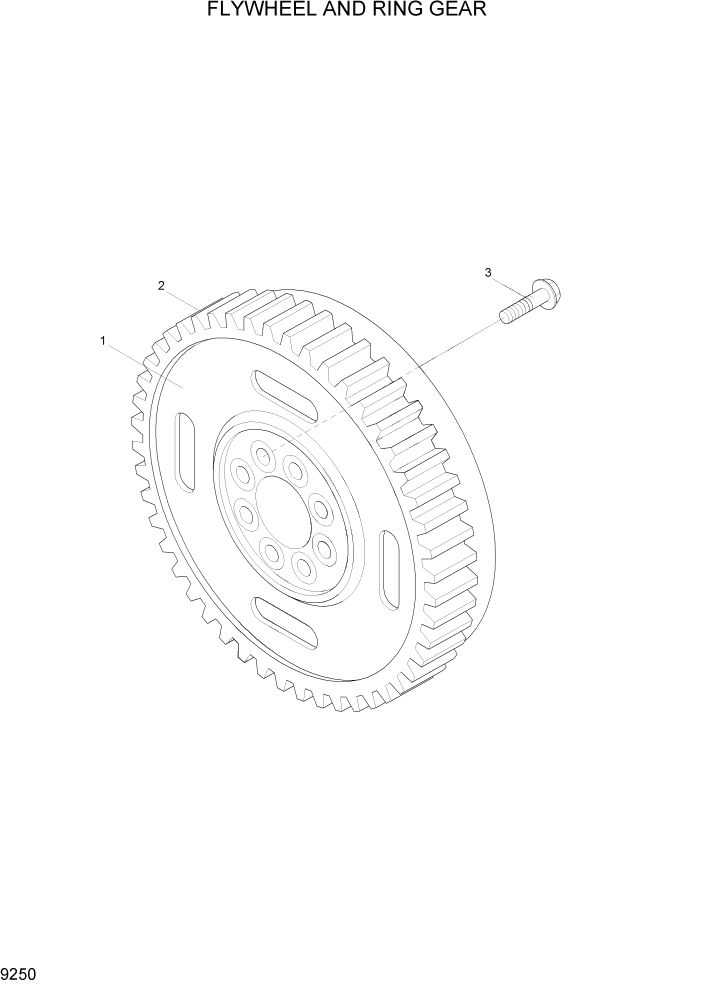 Схема запчастей Hyundai HL7803A - PAGE 9250 FLYWHEEL AND RING GEAR ДВИГАТЕЛЬ БАЗА