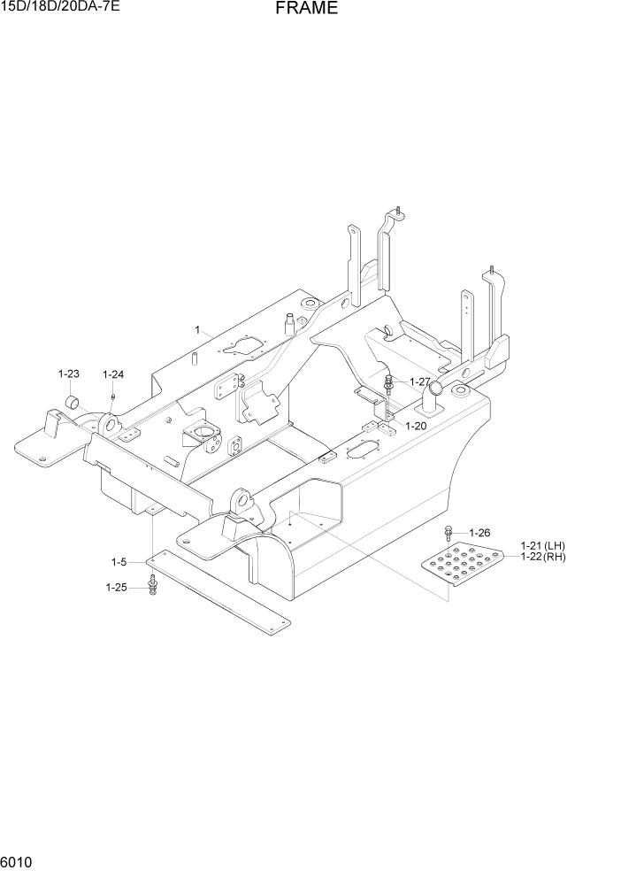 Схема запчастей Hyundai 15D/18D/20DA-7E - PAGE 6010 FRAME СТРУКТУРА