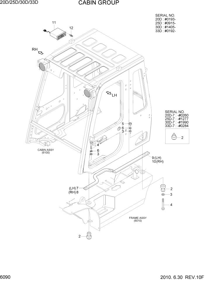 Схема запчастей Hyundai 20/25/30/33D-7 - PAGE 6090 CABIN GROUP СТРУКТУРА