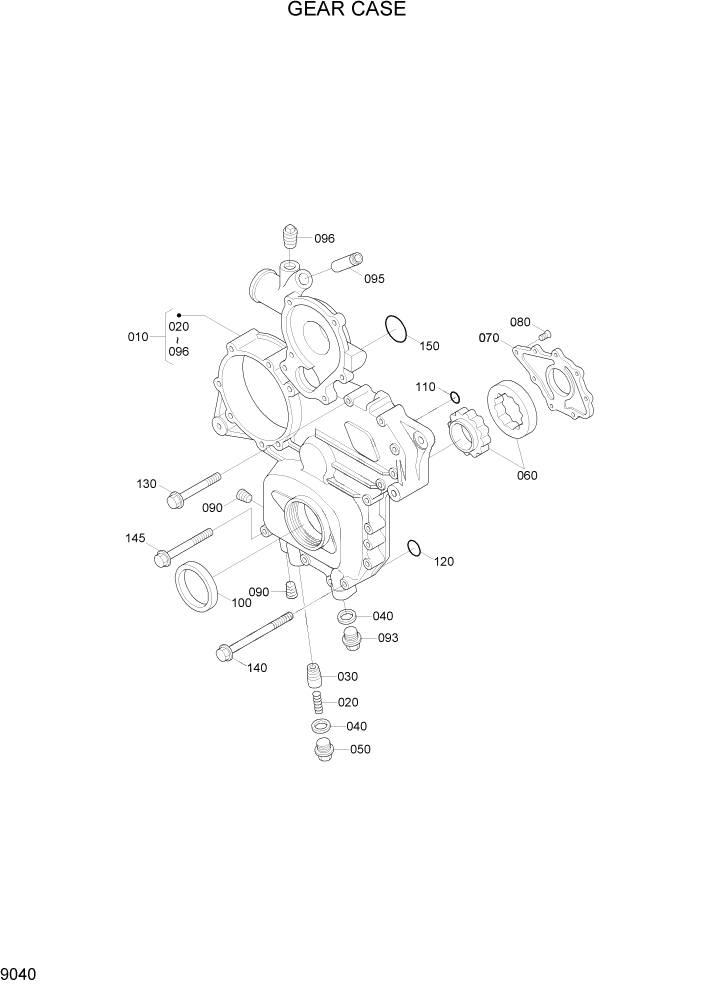 Схема запчастей Hyundai 20/25/30/33D-7E - PAGE 9040 GEAR CASE ДВИГАТЕЛЬ БАЗА