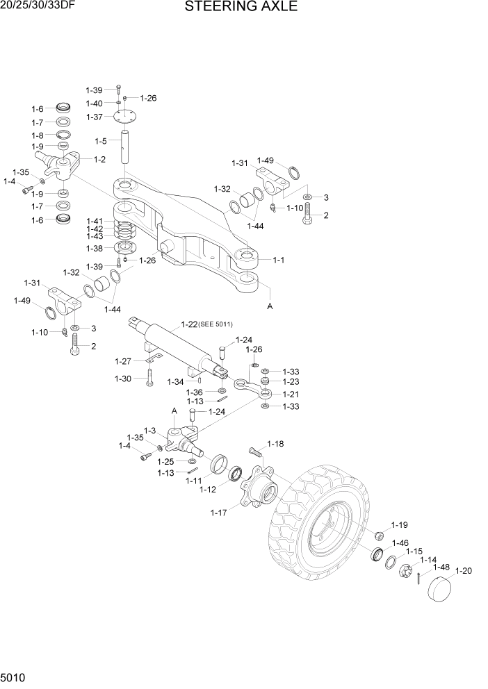 Схема запчастей Hyundai 20/25/30/33DF - PAGE 5010 STEERING AXLE СИСТЕМА УПРАВЛЕНИЯ