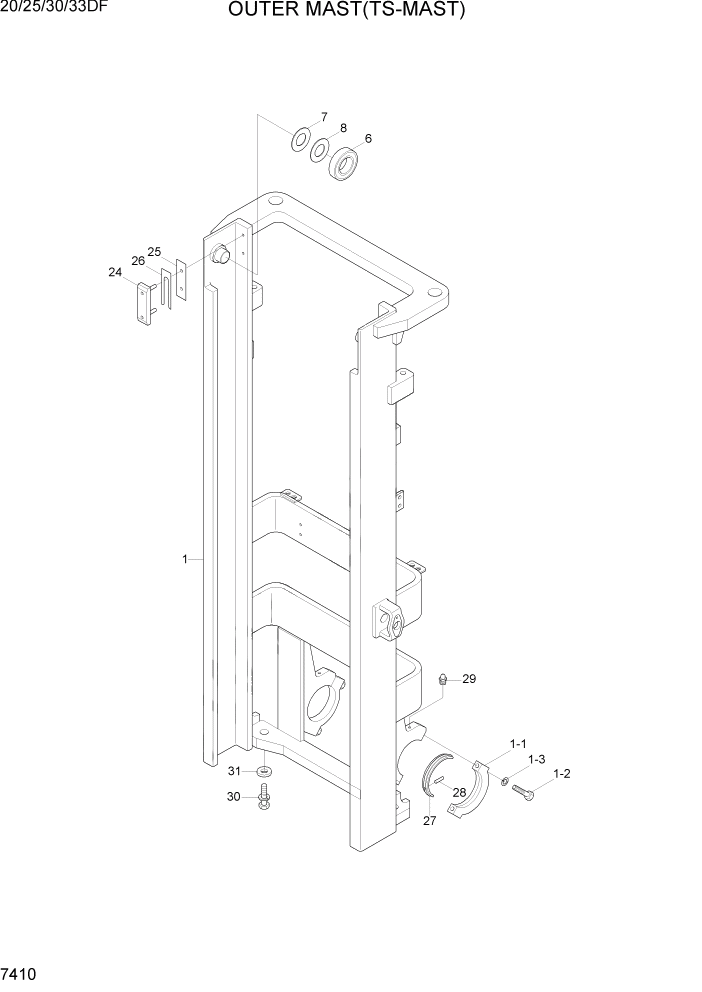 Схема запчастей Hyundai 20/25/30/33DF - PAGE 7410 OUTER MAST(TS-MAST) РАБОЧЕЕ ОБОРУДОВАНИЕ