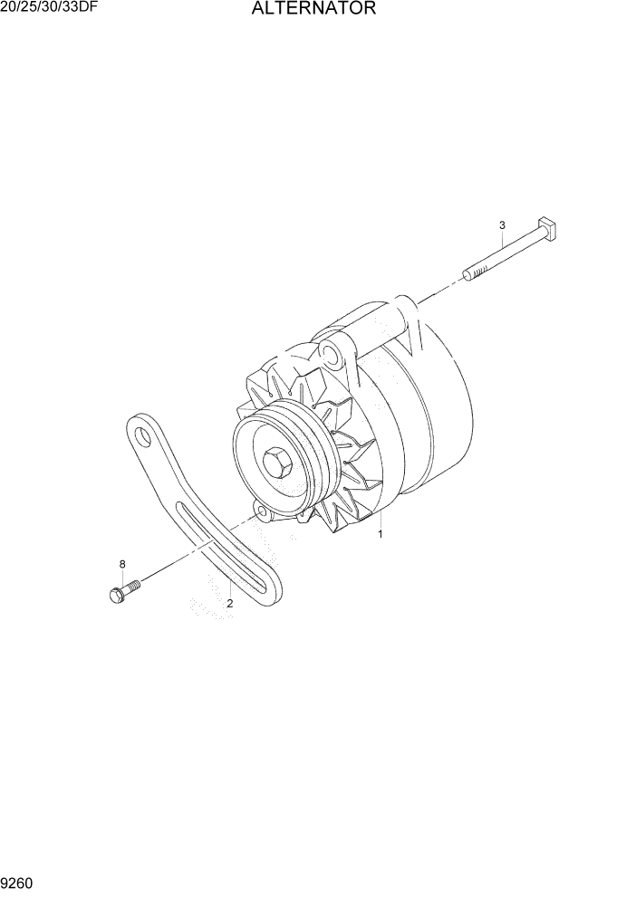 Схема запчастей Hyundai 20/25/30/33DF - PAGE 9260 ALTERNATOR ДВИГАТЕЛЬ БАЗА
