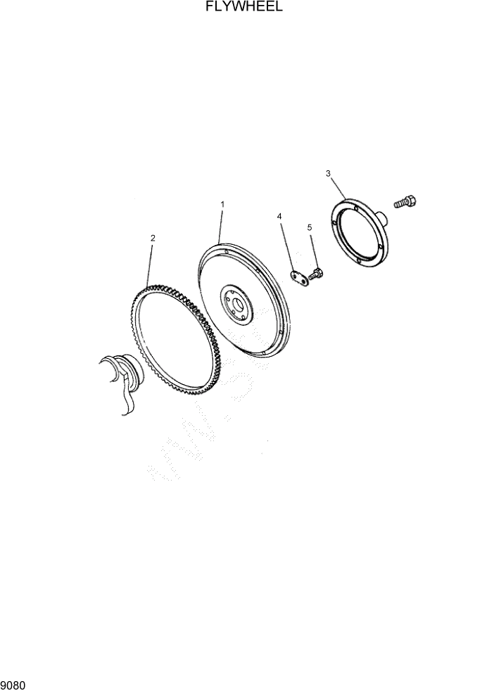 Схема запчастей Hyundai 35/40/45D-7 - PAGE 9080 FLYWHEEL ДВИГАТЕЛЬ БАЗА (- # 1000)