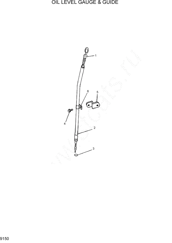 Схема запчастей Hyundai 35/40/45D-7 - PAGE 9150 OIL LEVEL GAUGE & GUIDE ДВИГАТЕЛЬ БАЗА (- # 1000)