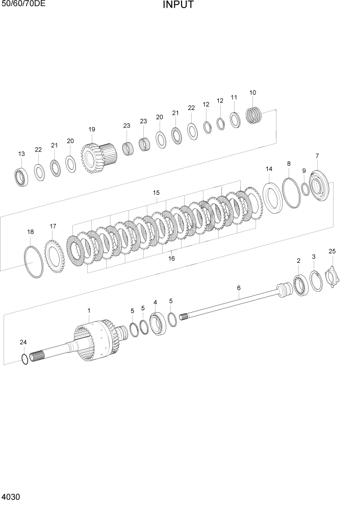 Схема запчастей Hyundai 50/60/70DE - PAGE 4030 INPUT СИЛОВАЯ СИСТЕМА