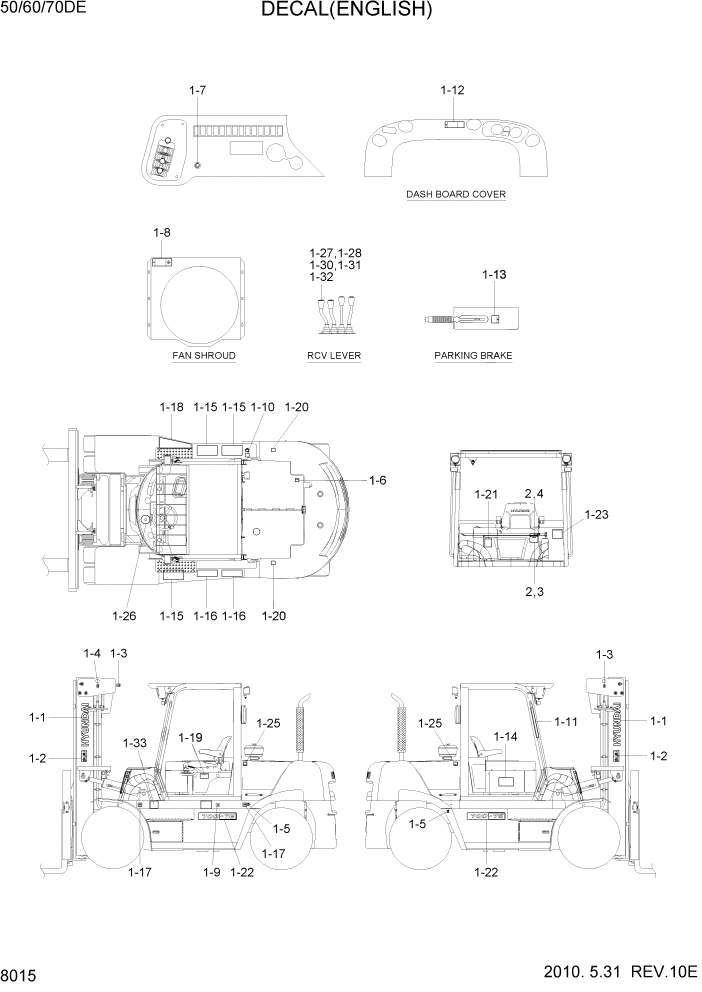Схема запчастей Hyundai 50/60/70DE - PAGE 8015 DECALS (ENGLISH) ДРУГИЕ ЧАСТИ
