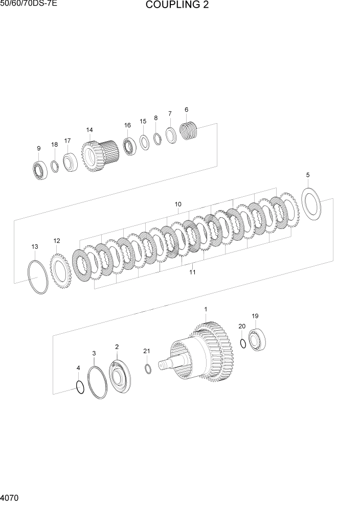 Схема запчастей Hyundai 50/60/70DS-7E - PAGE 4070 COUPLING 2 СИЛОВАЯ СИСТЕМА