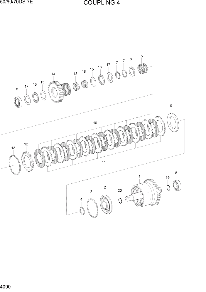 Схема запчастей Hyundai 50/60/70DS-7E - PAGE 4090 COUPLING 4 СИЛОВАЯ СИСТЕМА
