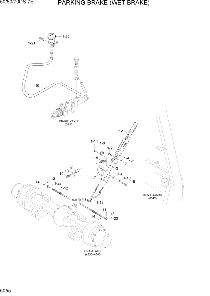 Схема запчастей Hyundai 50/60/70DS-7E - PAGE 5055 PARKING BRAKE(WET BRAKE) СИСТЕМА УПРАВЛЕНИЯ