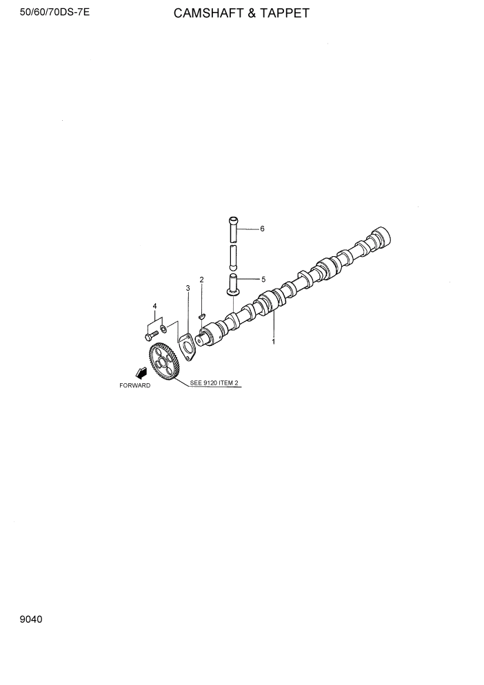 Схема запчастей Hyundai 50/60/70DS-7E - PAGE 9040 CAMSHAFT & TAPPET ДВИГАТЕЛЬ БАЗА
