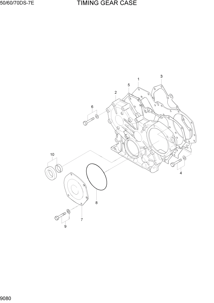 Схема запчастей Hyundai 50/60/70DS-7E - PAGE 9080 TIMING GEAR CASE ДВИГАТЕЛЬ БАЗА