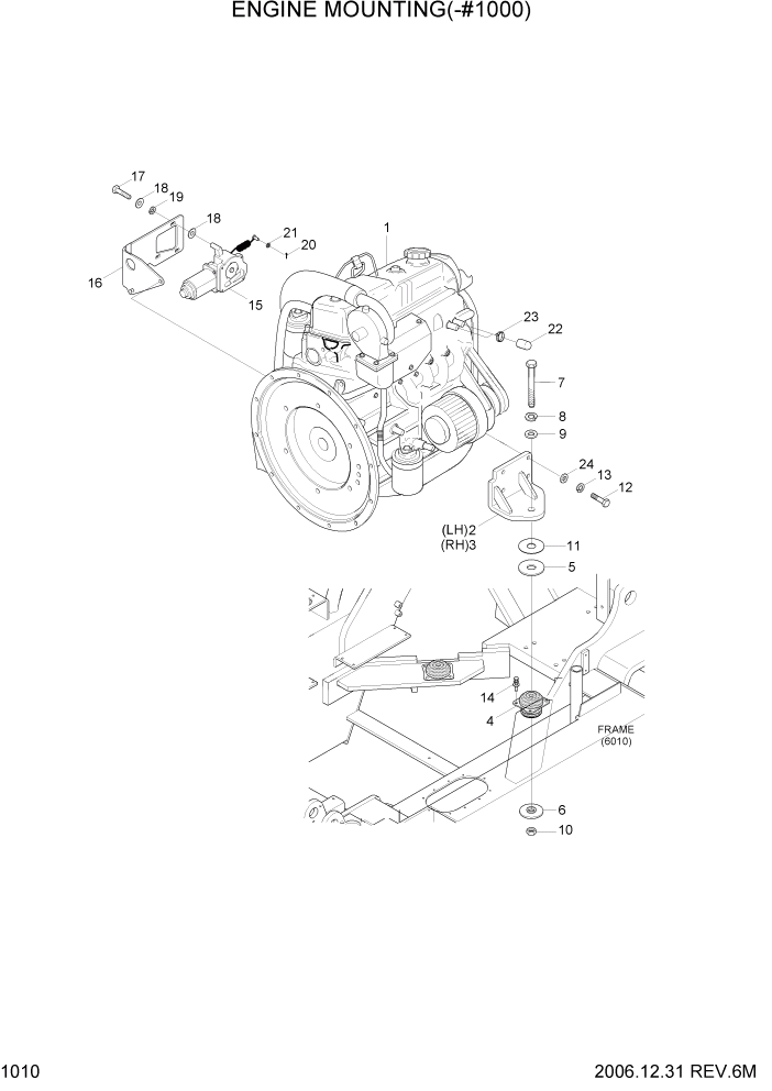 Схема запчастей Hyundai HDF50/HDF70-7 - PAGE 1010 ENGINE MOUNTING(-#1000) СИСТЕМА ДВИГАТЕЛЯ