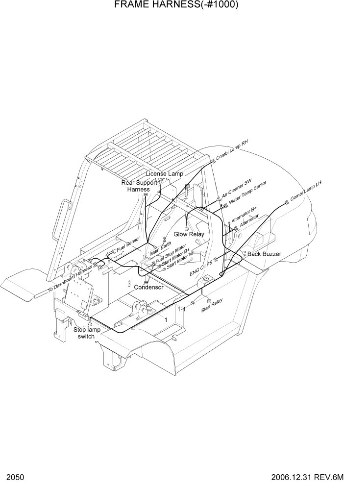 Схема запчастей Hyundai HDF50/HDF70-7 - PAGE 2050 FRAME HARNESS(-#1000) ЭЛЕКТРИЧЕСКАЯ СИСТЕМА