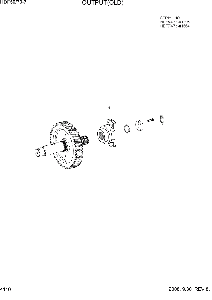 Схема запчастей Hyundai HDF50/HDF70-7 - PAGE 4110 OUTPUT(OLD) СИЛОВАЯ СИСТЕМА