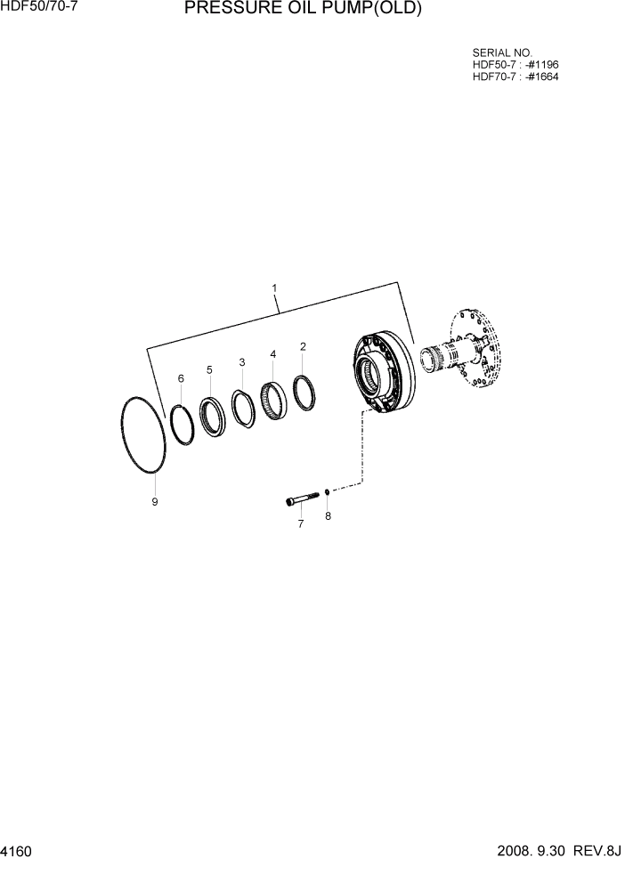 Схема запчастей Hyundai HDF50/HDF70-7 - PAGE 4160 PRESSURE OIL PUMP(OLD) СИЛОВАЯ СИСТЕМА