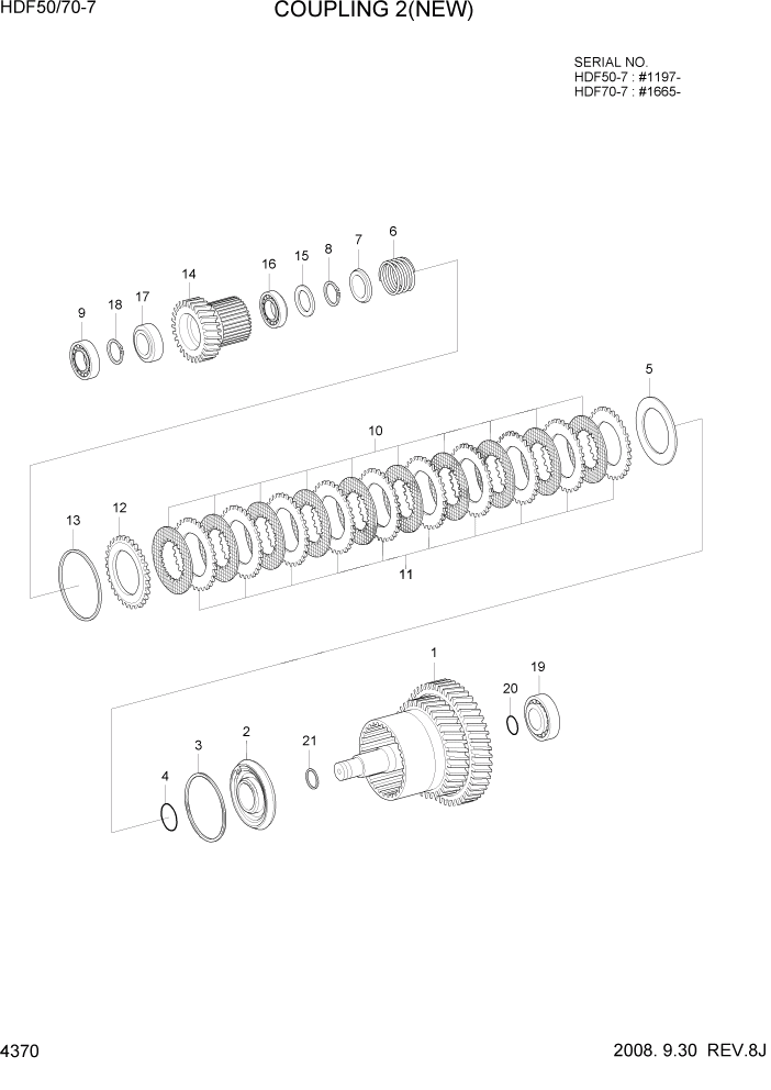 Схема запчастей Hyundai HDF50/HDF70-7 - PAGE 4370 COUPLING 2(NEW) СИЛОВАЯ СИСТЕМА