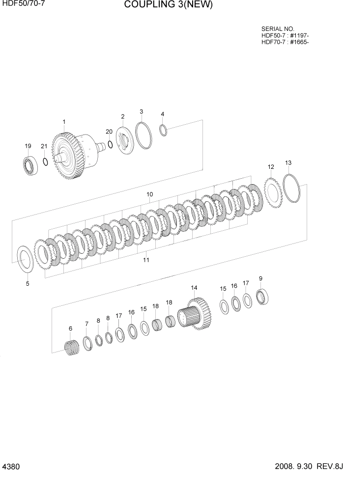Схема запчастей Hyundai HDF50/HDF70-7 - PAGE 4380 COUPLING 3(NEW) СИЛОВАЯ СИСТЕМА