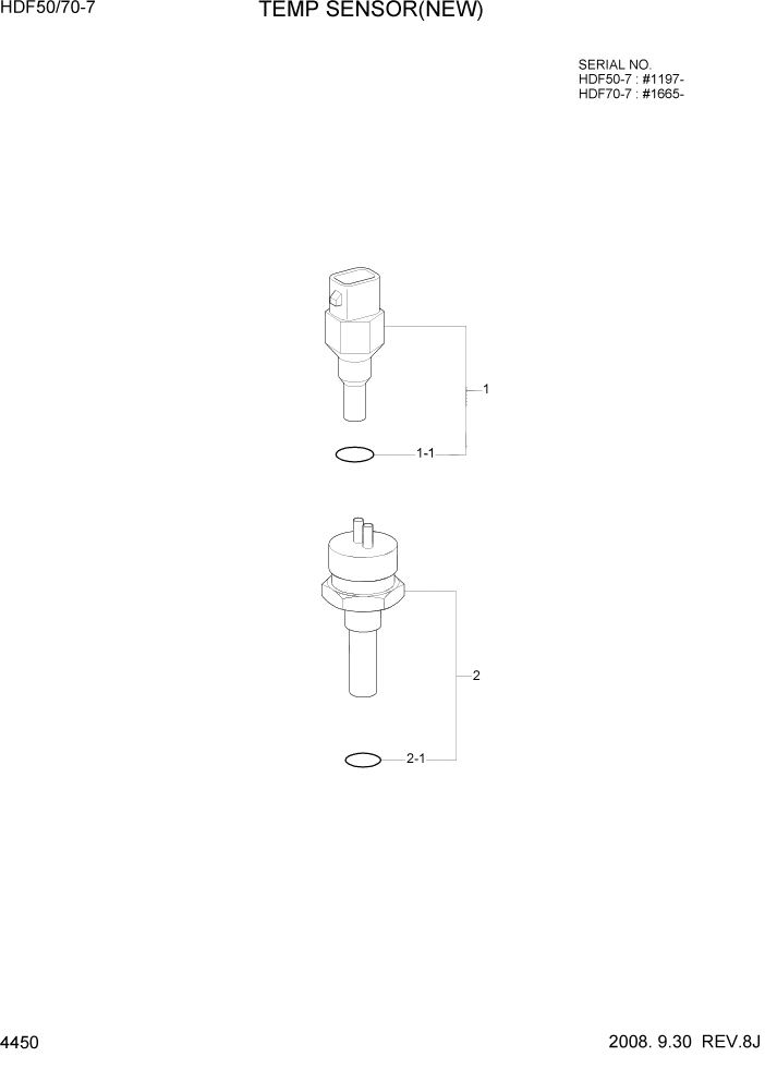 Схема запчастей Hyundai HDF50/HDF70-7 - PAGE 4450 TEMP SENSOR(NEW) СИЛОВАЯ СИСТЕМА