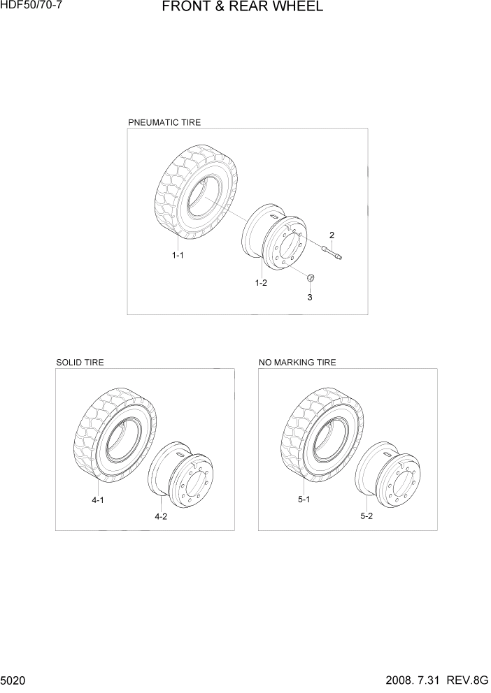 Схема запчастей Hyundai HDF50/HDF70-7 - PAGE 5020 FRONT & REAR WHEEL СИСТЕМА УПРАВЛЕНИЯ
