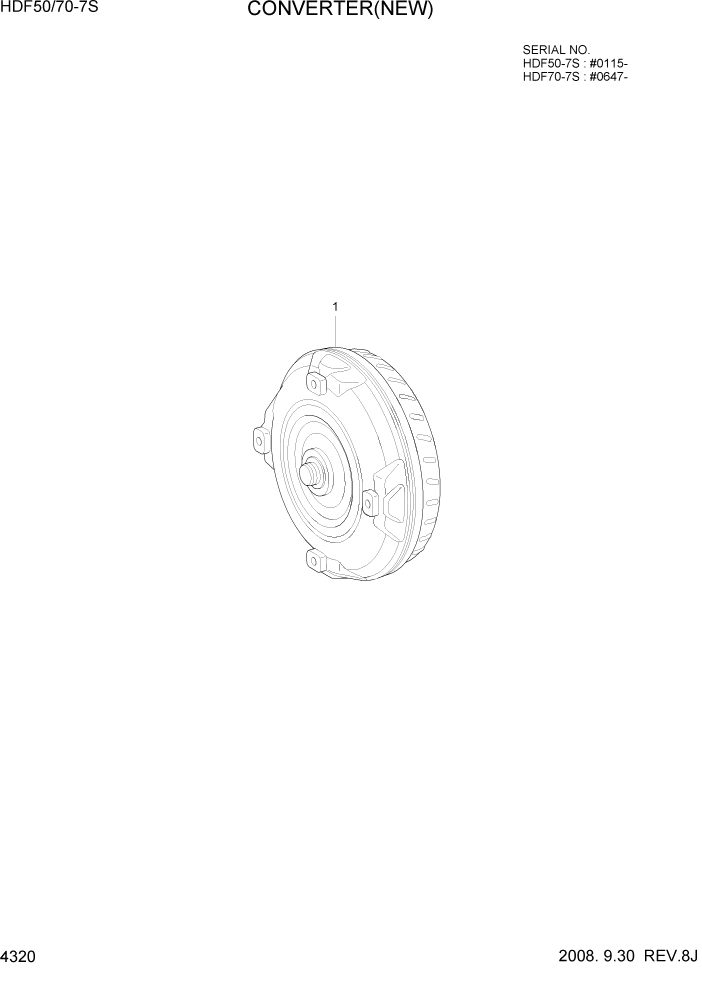 Схема запчастей Hyundai HDF50/HDF70-7S - PAGE 4320 CONVERTER(NEW) СИЛОВАЯ СИСТЕМА