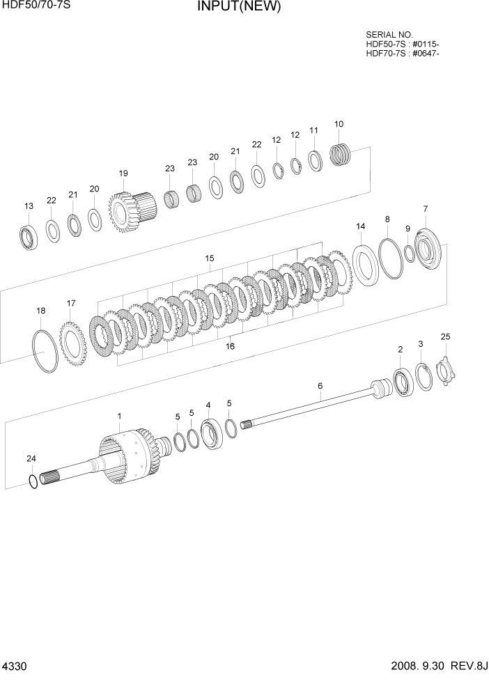 Схема запчастей Hyundai HDF50/HDF70-7S - PAGE 4330 INPUT(NEW) СИЛОВАЯ СИСТЕМА