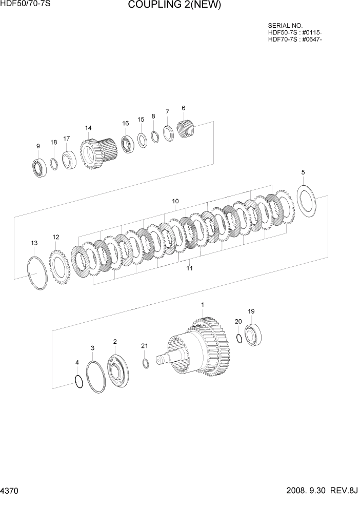 Схема запчастей Hyundai HDF50/HDF70-7S - PAGE 4370 COUPLING 2(NEW) СИЛОВАЯ СИСТЕМА