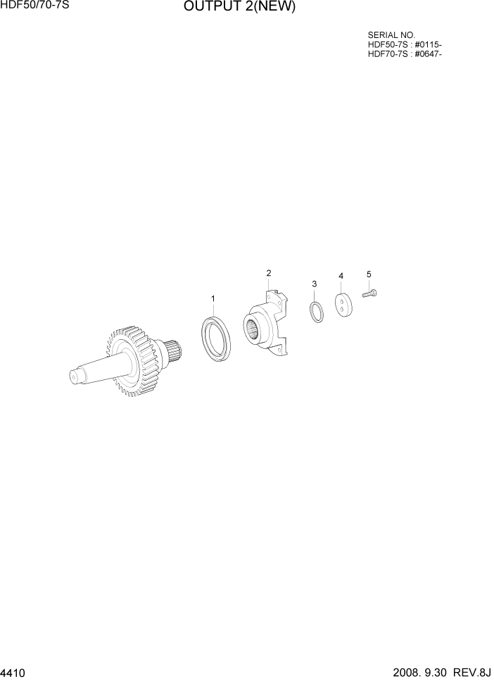 Схема запчастей Hyundai HDF50/HDF70-7S - PAGE 4410 OUTPUT 2(NEW) СИЛОВАЯ СИСТЕМА