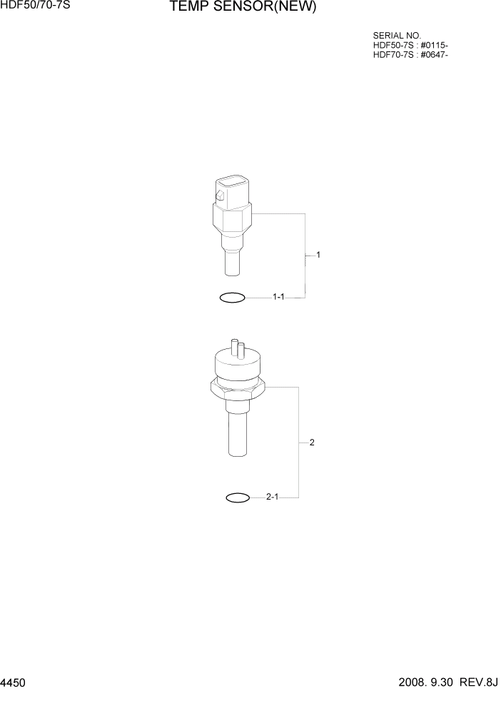 Схема запчастей Hyundai HDF50/HDF70-7S - PAGE 4450 TEMP SENSOR(NEW) СИЛОВАЯ СИСТЕМА