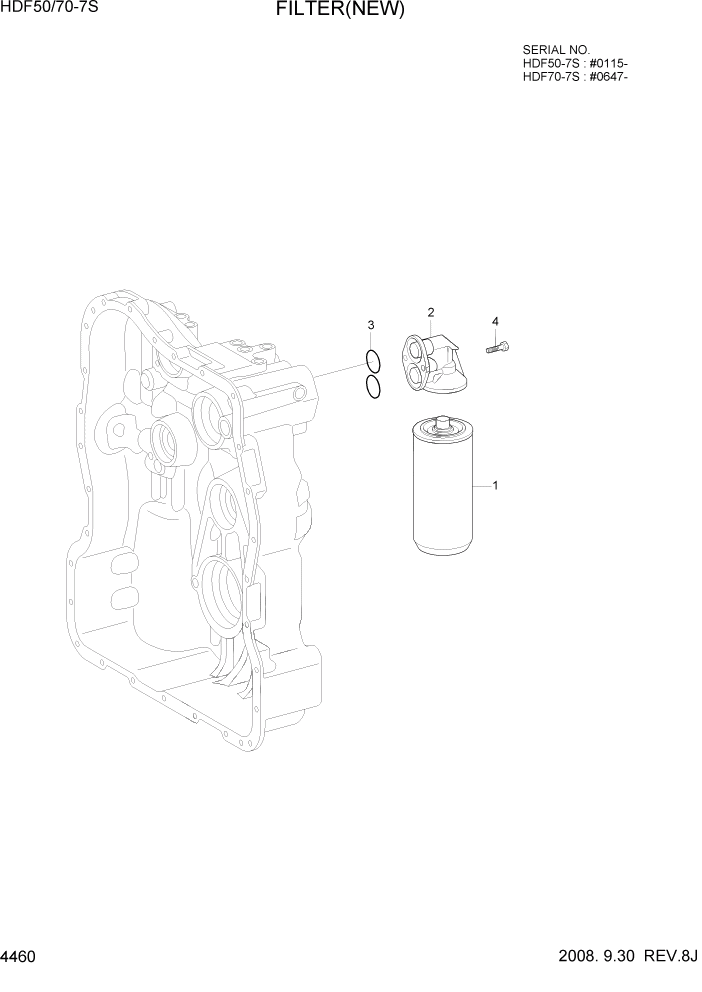 Схема запчастей Hyundai HDF50/HDF70-7S - PAGE 4460 FILTER(NEW) СИЛОВАЯ СИСТЕМА