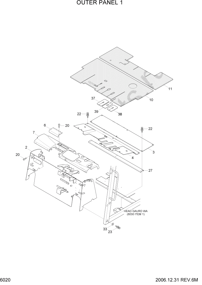 Схема запчастей Hyundai HDF50/HDF70-7S - PAGE 6020 OUTER PANEL 1(OLD) СТРУКТУРА