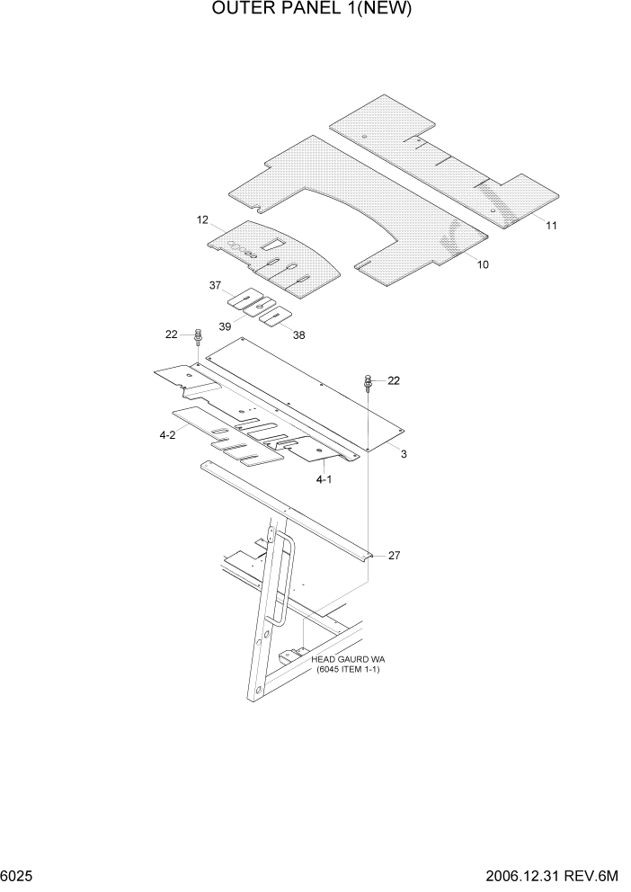 Схема запчастей Hyundai HDF50/HDF70-7S - PAGE 6025 OUTER PANEL 1(NEW) СТРУКТУРА