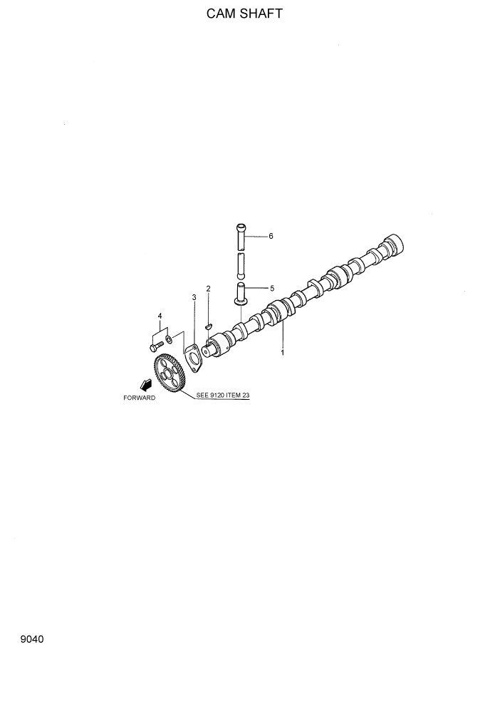 Схема запчастей Hyundai HDF50/HDF70-7S - PAGE 9040 CAM SHAFT ДВИГАТЕЛЬ БАЗА