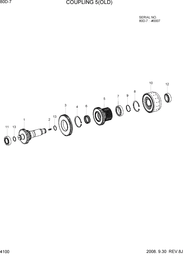 Схема запчастей Hyundai 80D-7 - PAGE 4100 COUPLING 5(OLD) СИЛОВАЯ СИСТЕМА