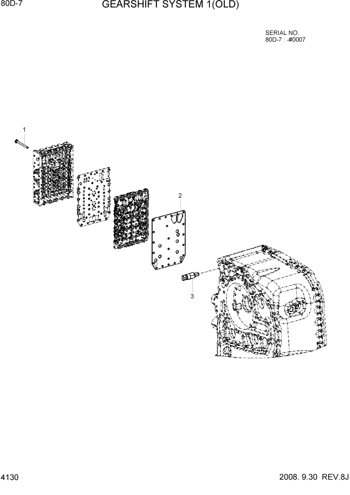 Схема запчастей Hyundai 80D-7 - PAGE 4130 GEAR SHIFT SYSTEM 1(OLD) СИЛОВАЯ СИСТЕМА