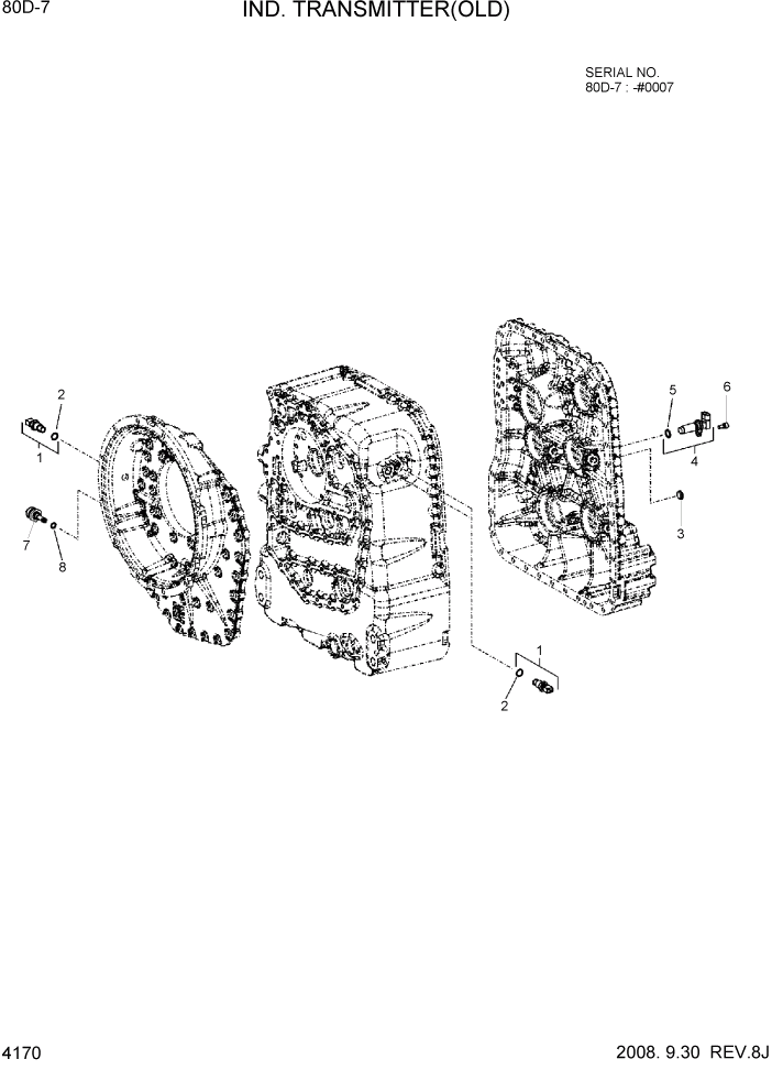 Схема запчастей Hyundai 80D-7 - PAGE 4170 IND TRANSMITTER(OLD) СИЛОВАЯ СИСТЕМА