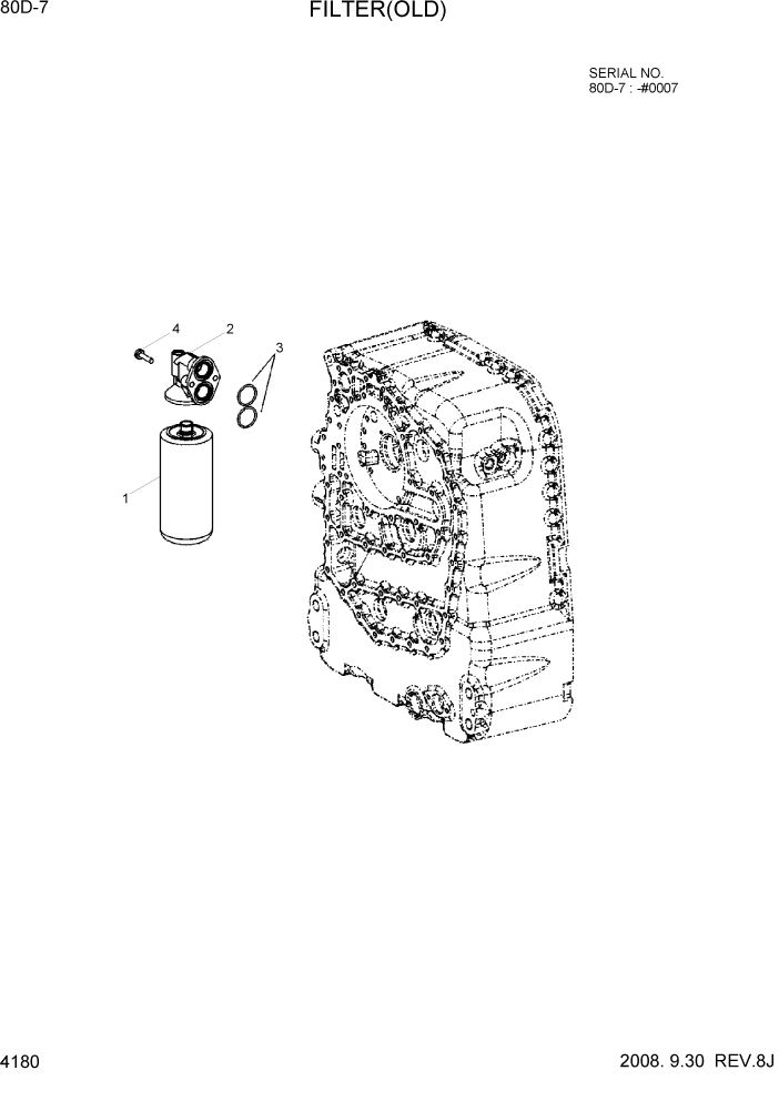 Схема запчастей Hyundai 80D-7 - PAGE 4180 FILTER(OLD) СИЛОВАЯ СИСТЕМА