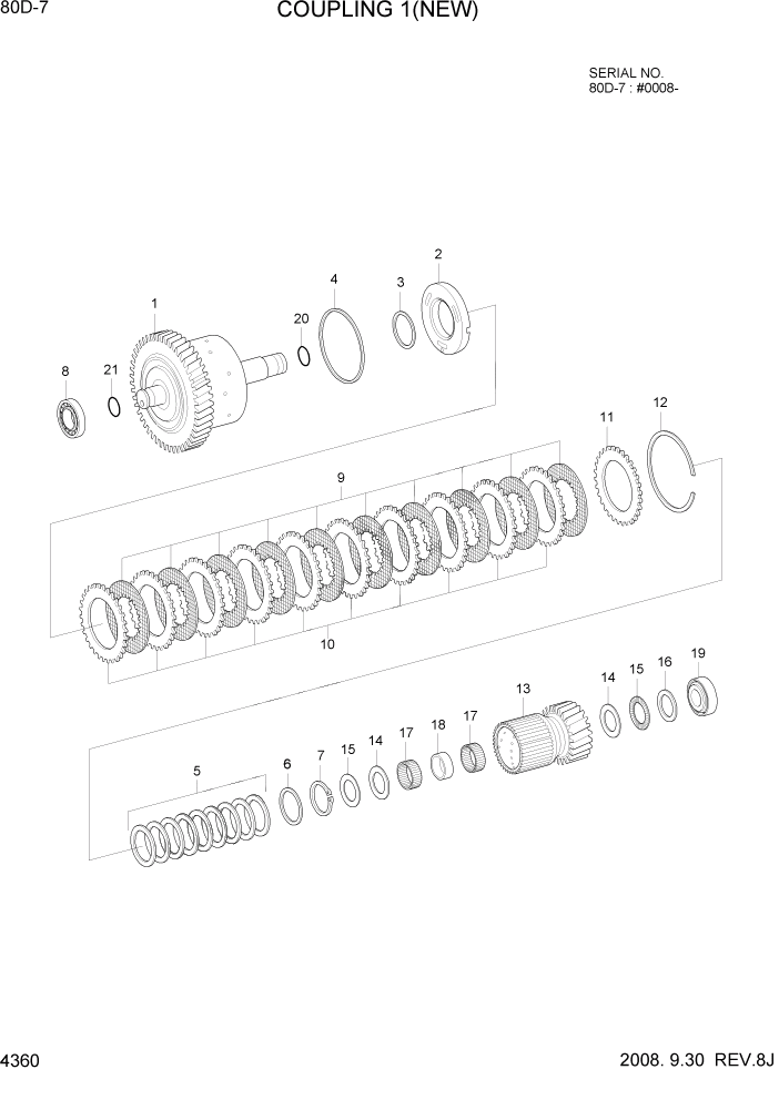 Схема запчастей Hyundai 80D-7 - PAGE 4360 COUPLING 1(NEW) СИЛОВАЯ СИСТЕМА