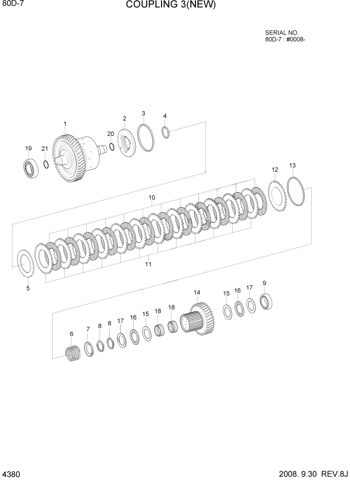 Схема запчастей Hyundai 80D-7 - PAGE 4380 COUPLING 3(NEW) СИЛОВАЯ СИСТЕМА