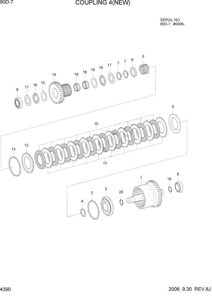 Схема запчастей Hyundai 80D-7 - PAGE 4390 COUPLING 4(NEW) СИЛОВАЯ СИСТЕМА