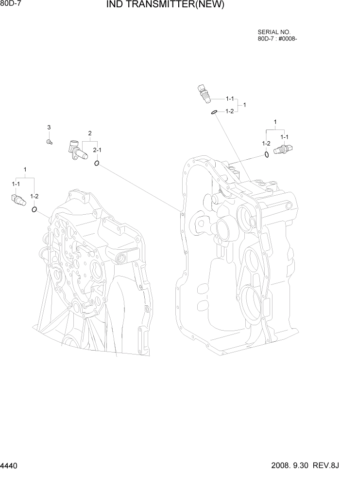 Схема запчастей Hyundai 80D-7 - PAGE 4440 IND TRANSMITTER(NEW) СИЛОВАЯ СИСТЕМА